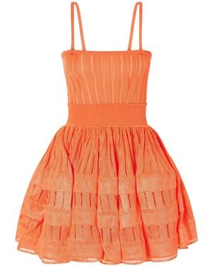 Alaïa Tiered Pointelle-Knit Mini Dress - Orange