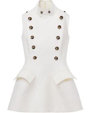 McQueen Wool Pannier Tailored Mini Dress - White