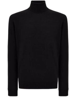 Canali Nuvola Seamless Merino Wool Turtleneck - Black