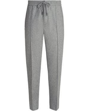 ZEGNA Drawstring Elastic Waist Trousers - Grey