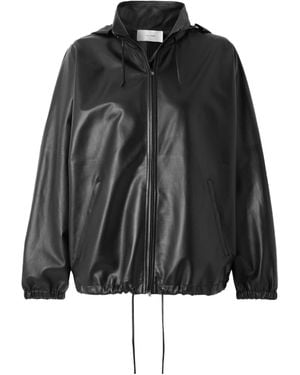 The Row Long Sleeve Leather Jacket - Black