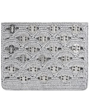 Rabanne Rabanne Raffia Zipped Clutch Bag - Grey