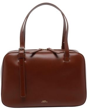 A.P.C. Logo Printed Shoulder Bag - Brown