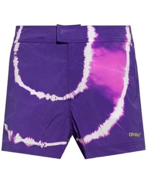Off-White c/o Virgil Abloh Tie-Dye Printed Swimming Shorts - Purple