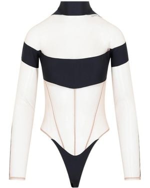 Mugler Illusion Sheer-Panel Bodysuit - White