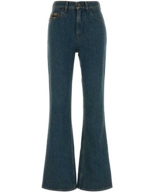 Burberry Logo Patch Bootcut Jeans - Blue