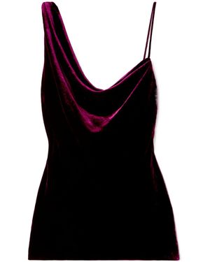 Dries Van Noten Asymmetric Draped Velvet Top - Black