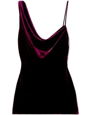 Dries Van Noten Asymmetric Draped Velvet Top - Black