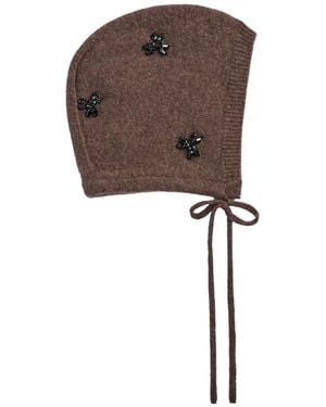 Simone Rocha Ribbed Knit Hat - Brown