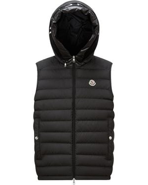 Moncler Logo Patch Zip-Up Padded Vest - Black