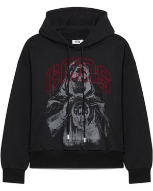 Gcds Gothic Printed Hoodie - Black