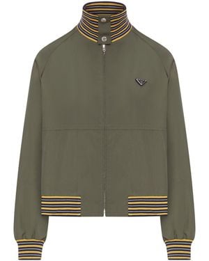 Prada Triangle-Logo Zipped Jacket - Green