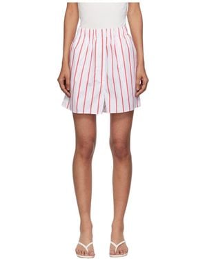 Frankie Shop Lui Striped Cotton Boxer Shorts - Red