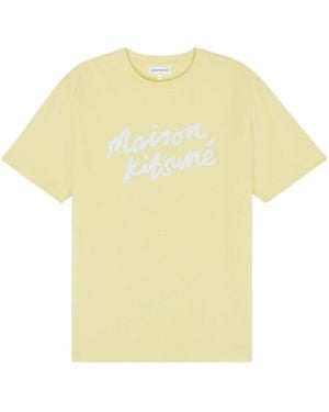 Maison Kitsuné Maison Kitsuné Logo Printed Crewneck T-Shirt - Yellow