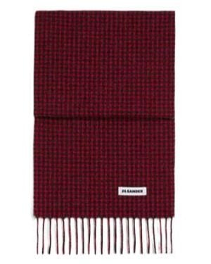 Jil Sander Slim Micro-Checkered Scarf - Purple