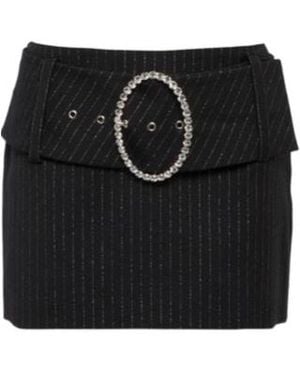 Alessandra Rich Low-Rise Wool-Blend Pinstriped Miniskirt - Black