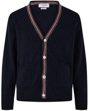 Thom Browne V-Neck Knit Cardigan - Blue