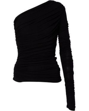 Agolde Annette Asymmetrical Ruched Top - Black