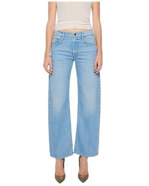 Mother Faded Wide-Leg Jeans - Blue