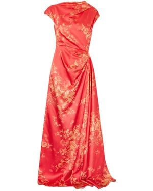 Erdem Floral-Print Duchesse Satin Gown - Red