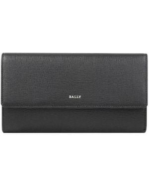 Bally Logo Details Wallet - Grey