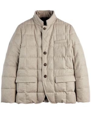 Fay Quilted Zip-Closure Coat - Natural