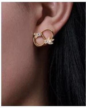 Dior Crystal Logo Stud Earrings - Brown