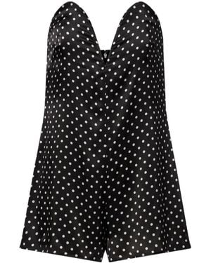 Jean Paul Gaultier Polka-Dot Silk Romper - Black