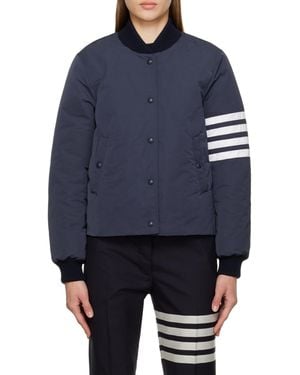 Thom Browne Tech Faille 4 Striped Down Jacket - Blue