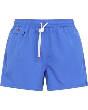Kiton Elastic Drawstring Waist Swim Shorts - Blue