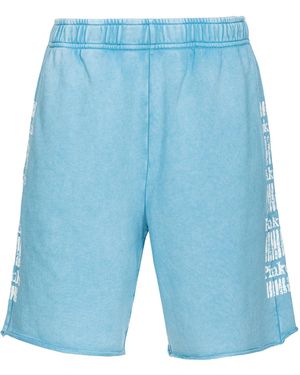 Pinko Libreville Raw-Cut Hem Track Shorts - Blue