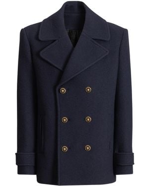 Balmain Double Breasted Pea Coat - Blue