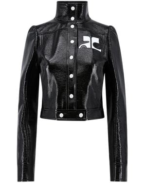 Courreges Courrèges Vinyl Straight Hem Cropped Jacket - Black
