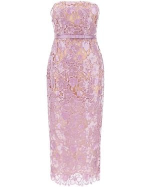 retroféte Retrofete Rowena Floral Lace Strapless Midi Dress - Pink