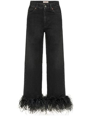 Valentino Logo Patch Straight Leg Jeans - Black