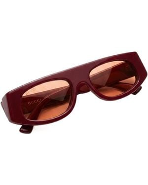 Gucci Logo Rectangular Sunglasses - Brown