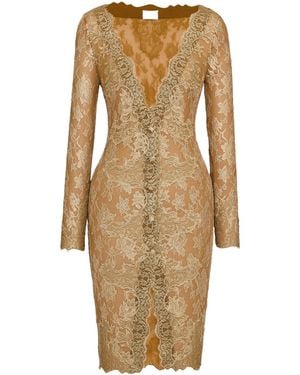 Saint Laurent Long Sleeve Dress - Natural