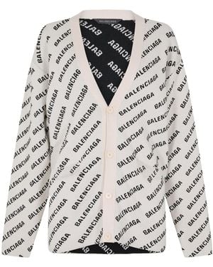 Balenciaga Logo Jacquard Print Cardigan - Grey