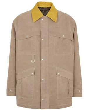 Fendi Long Sleeevd Pocket-Detailed Jacket - Natural