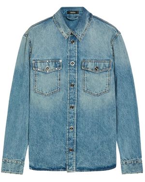 Versace Stud-Embellished Denim Shirt - Blue