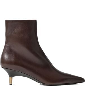 KHAITE Bella Leather Ankle Boots - Brown