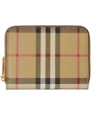 Burberry Vintage Check Zip-Around Wallet - Natural