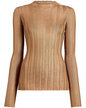 KHAITE Cosette Mock-Neck Knit Top - Brown