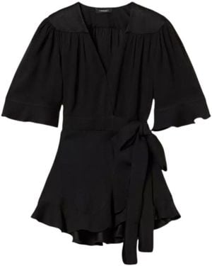 Twinset Ruffle-Detail Wrap Top - Black