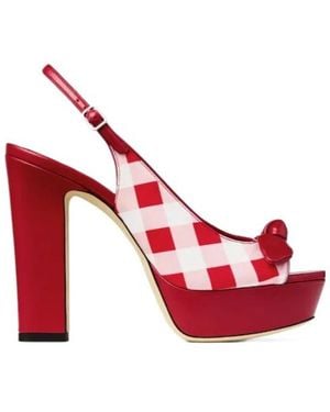 Jimmy Choo Bow Checked Sandals - Red
