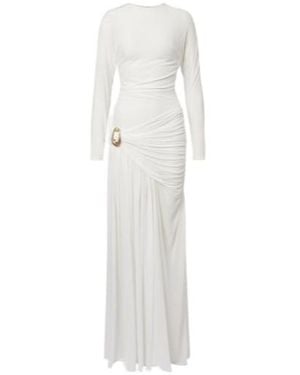 Christopher Esber Stone Pin Draped Jersey Gown - White