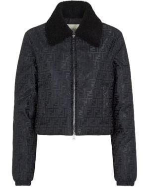 Fendi Ff Motif Short Padded Jacket - Black