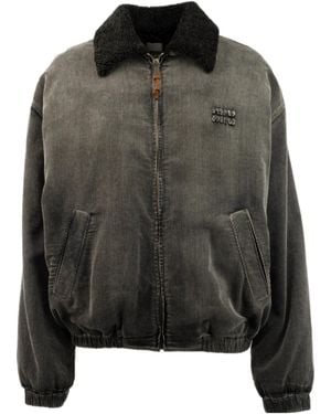 Miu Miu Corduroy Shearling-Collar Jacket - Black