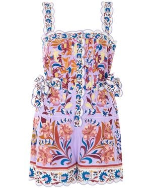 FARM Rio Floral Scalloped Mini Dress - White