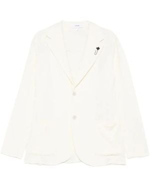 Lardini Textured Single-Breasted Blazer - White